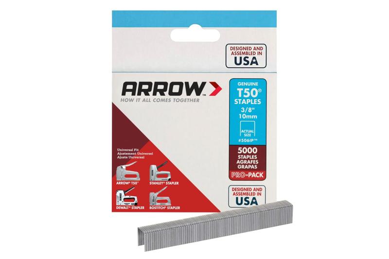 Staples Pack Pro Arrow Fasteners ⅜” Crown, ½” Leg - 5,000 Pcs., Pacoa