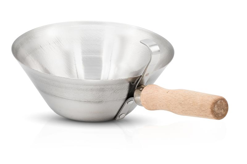 Bucket Scoop Stainless Steel Bowl-Shaped Top 7” - Bottom 3½”, Kraft